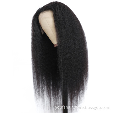 Cuticle Aligned Virgin Human Hair Lace Front Italian Yaki Straight Wig Free Sample Brazilian Human Hair Wig Front Lace Yaki Wig